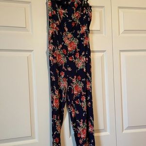 Floral strapless jumpsuit